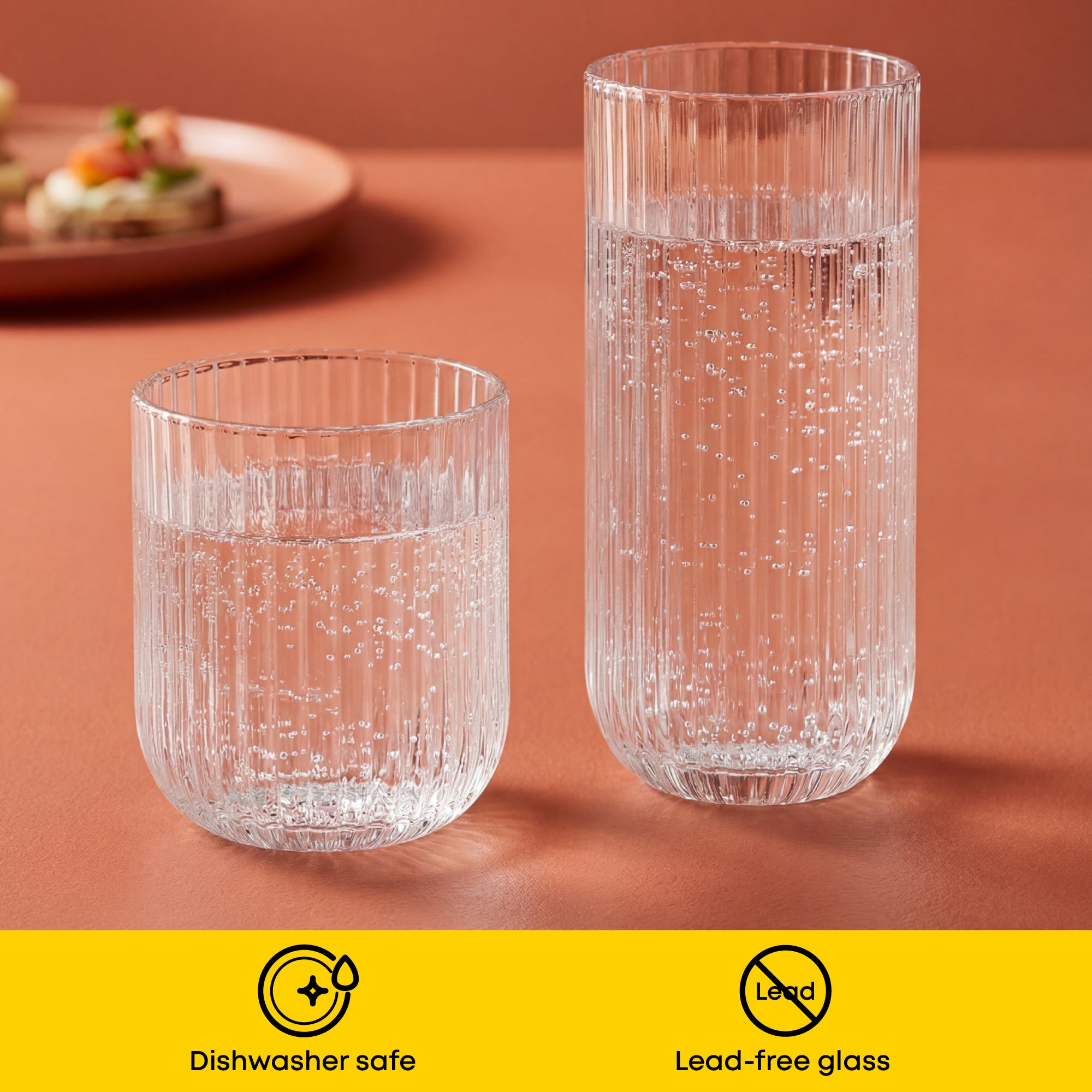 JoyJolt Lotus verre highball strié 47 cl x4