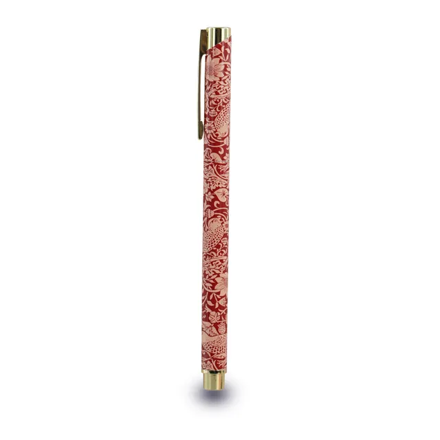 William Morris Strawberry Thief stylo métal framboise