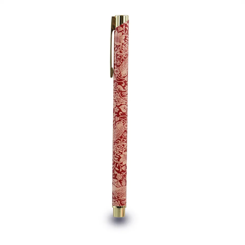William Morris Strawberry Thief stylo métal framboise