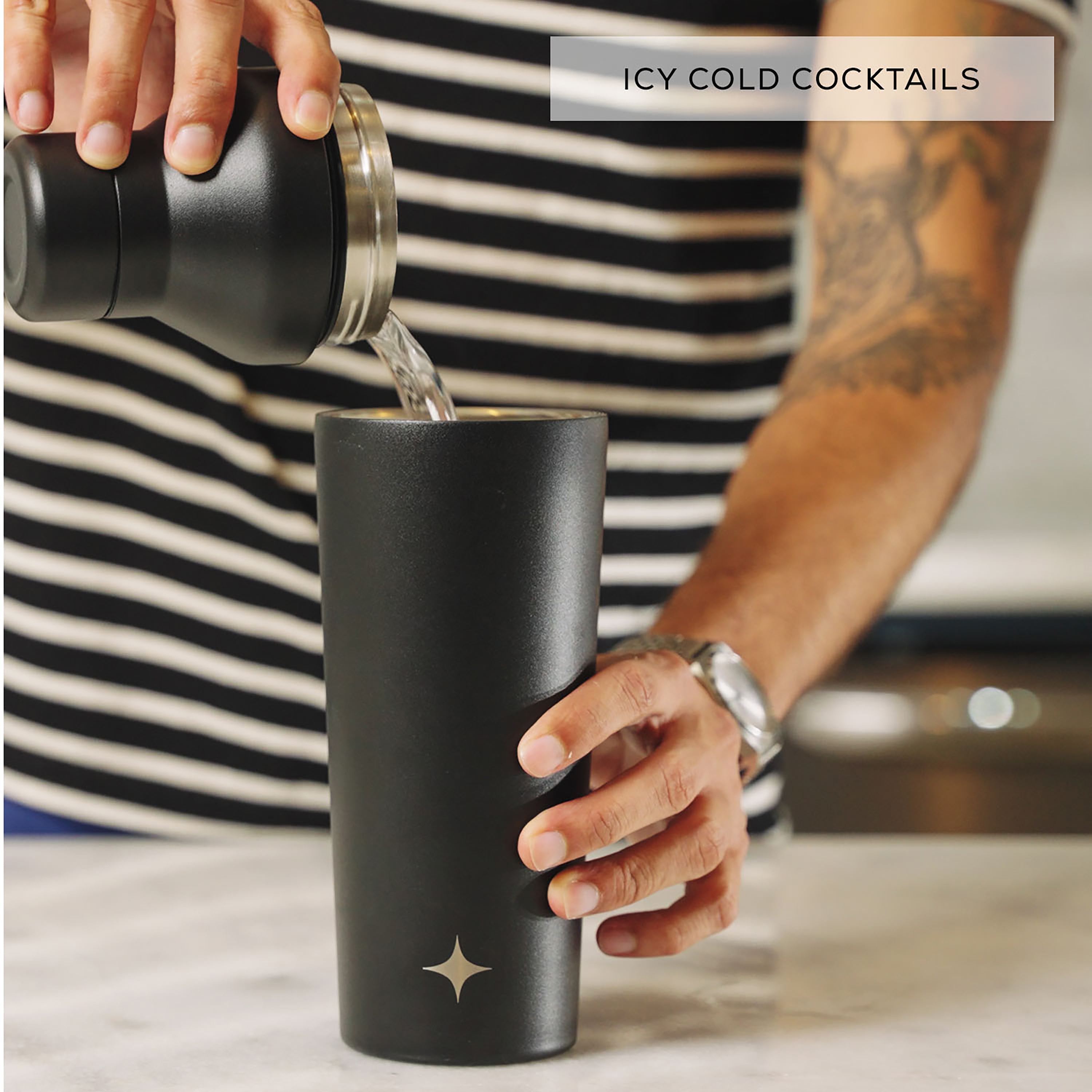 JoyJolt Shaker cocktail isotherme 65 cl noir inox