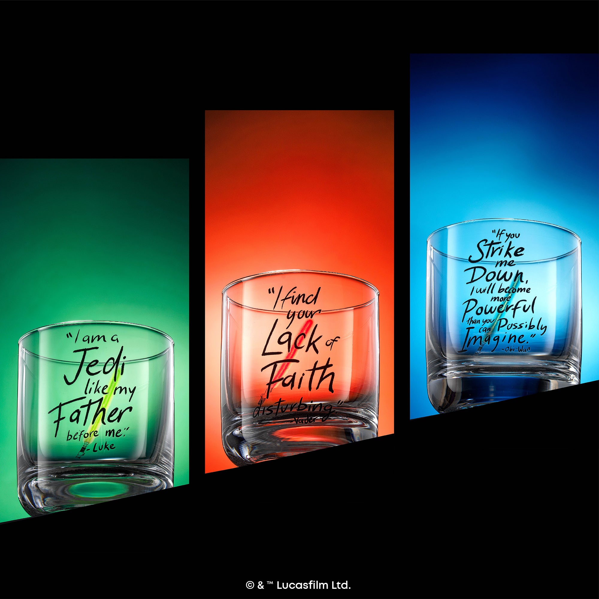 JoyJolt Star Wars Lightsaber Collection verres lot de 6 30 cl sans plomb