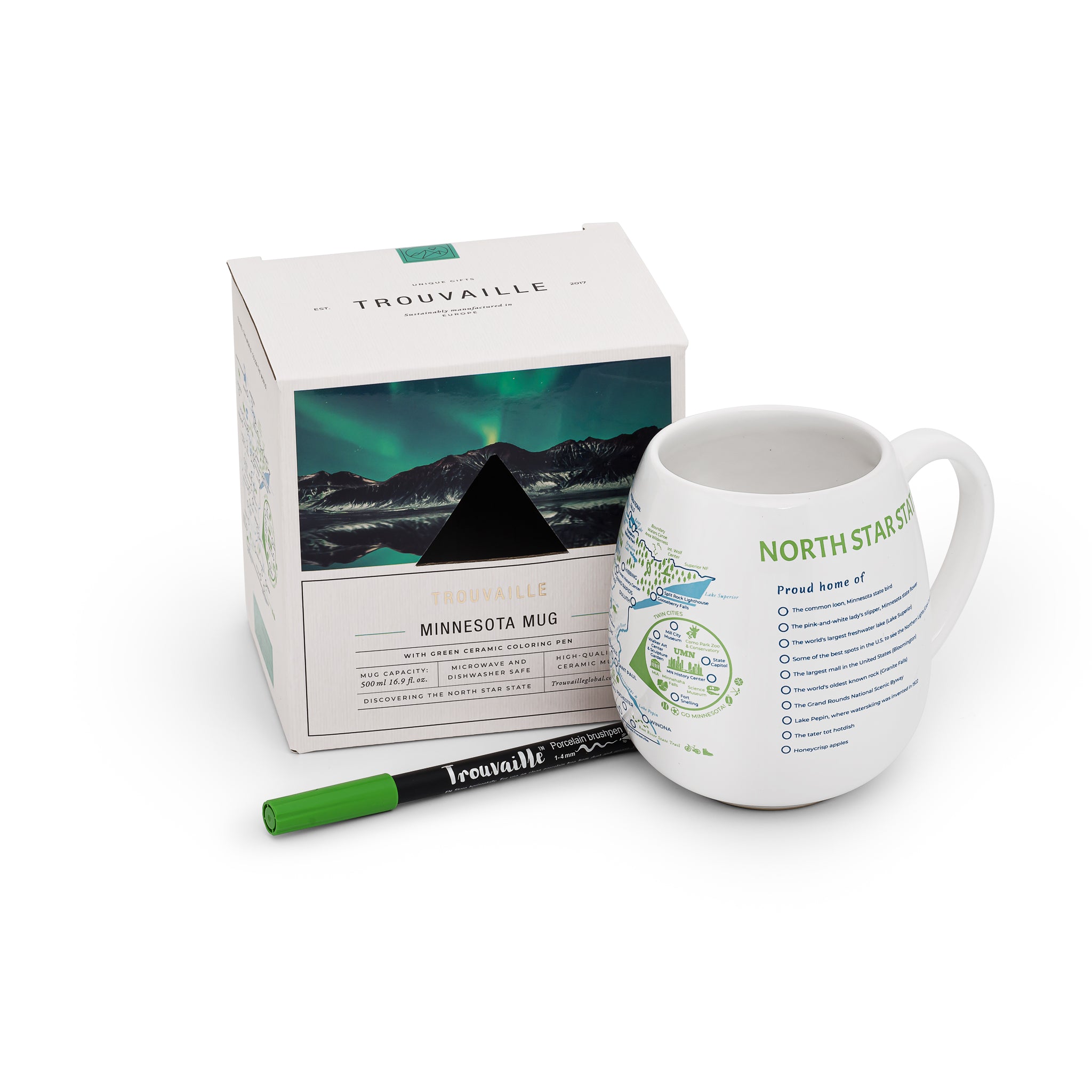 Trouvaille Global Minnesota Map mug voyage à colorier