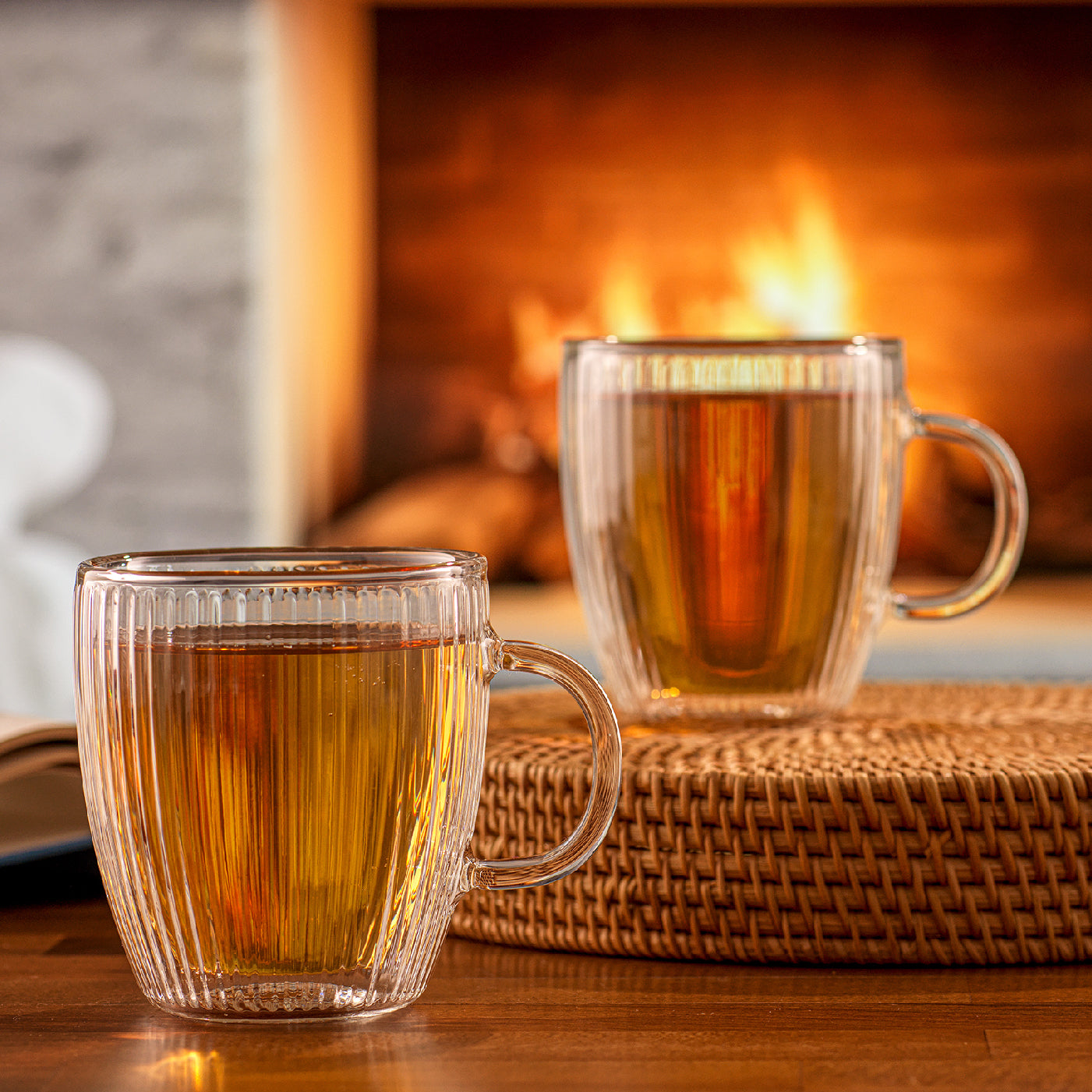 JoyJolt Savor mug verre double paroi cannelé 40 cl x4
