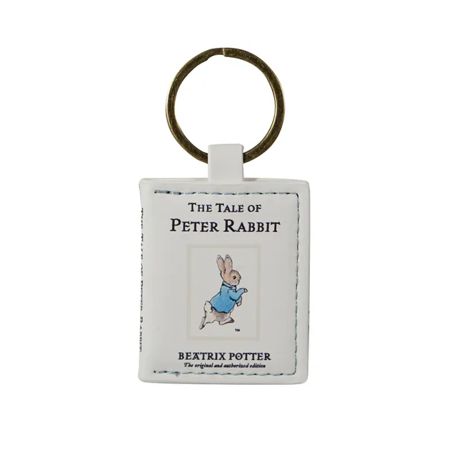 Peter Rabbit porte-clés blanc simili cuir jardin anglais