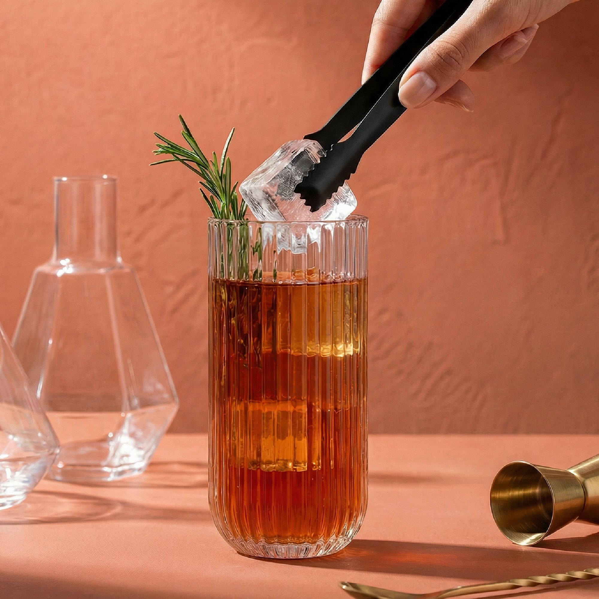 JoyJolt Lotus verre highball strié 47 cl x4