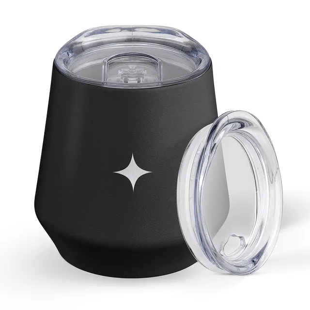JoyJolt Gobelet vin isotherme inox 36 cl 2 couvercles