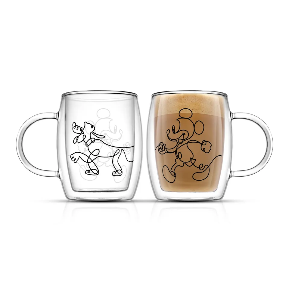 JoyJolt Aroma mugs verre Mickey Pluto 40 cl lot 2