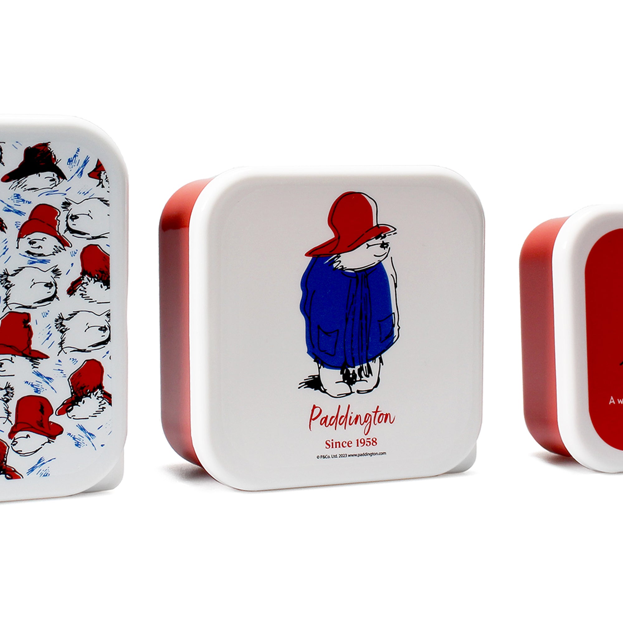 Paddington lot 3 boîtes goûter snack rouges sans BPA