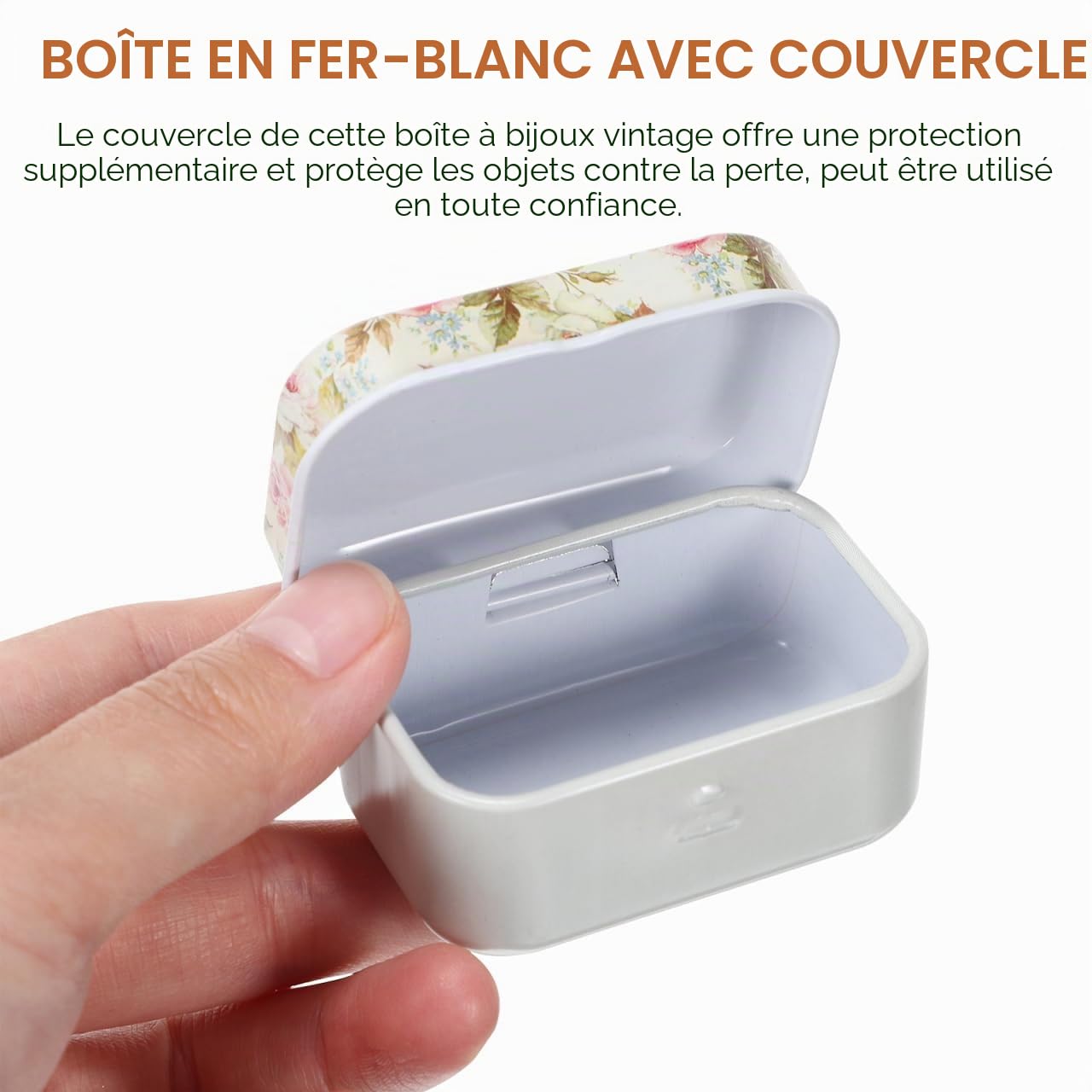 Alipis boîtes fer blanc fleurs bijoux lot de 8