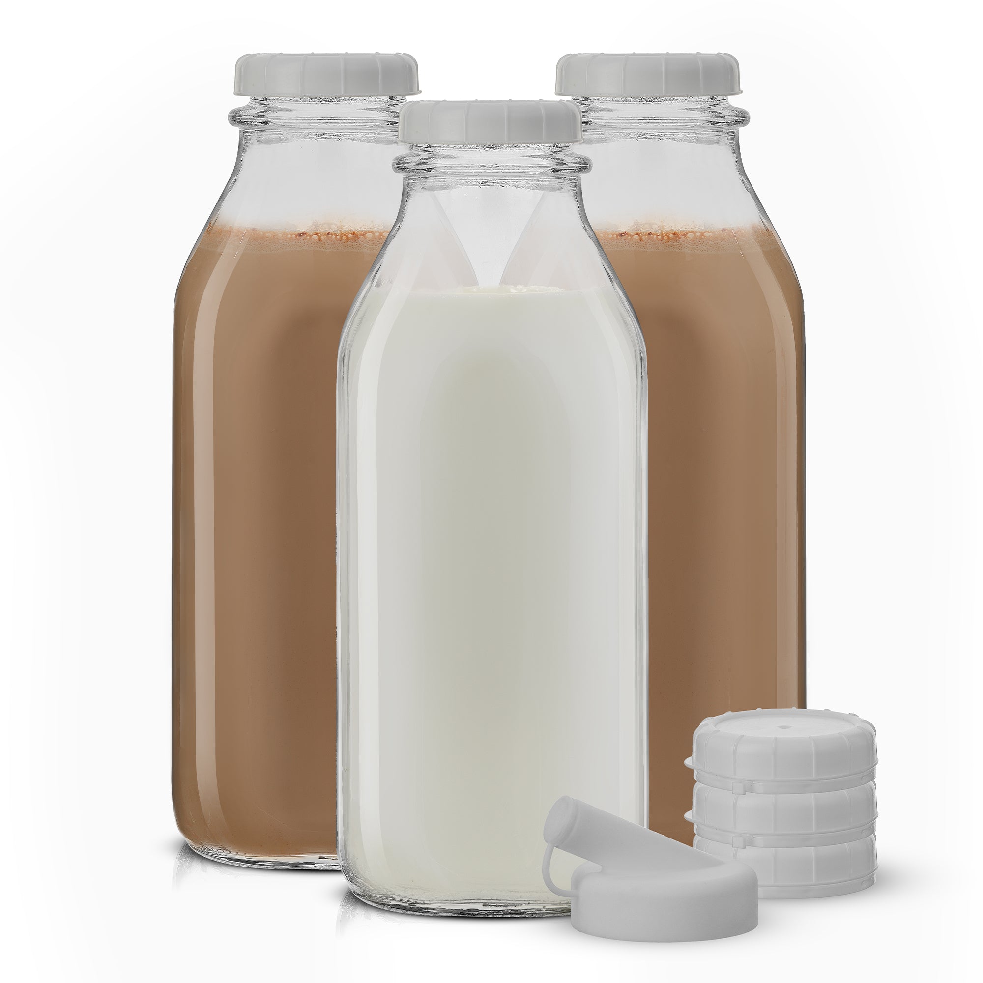 JoyJolt bouteille lait verre 96 cl lot 3 avec bec verseur