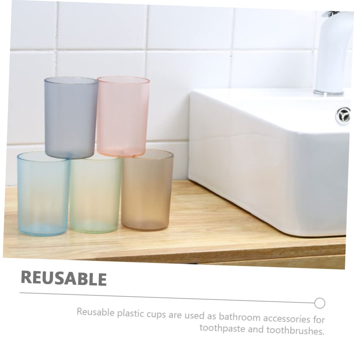 Alipis gobelets salle de bain plastique transparent lot de 5