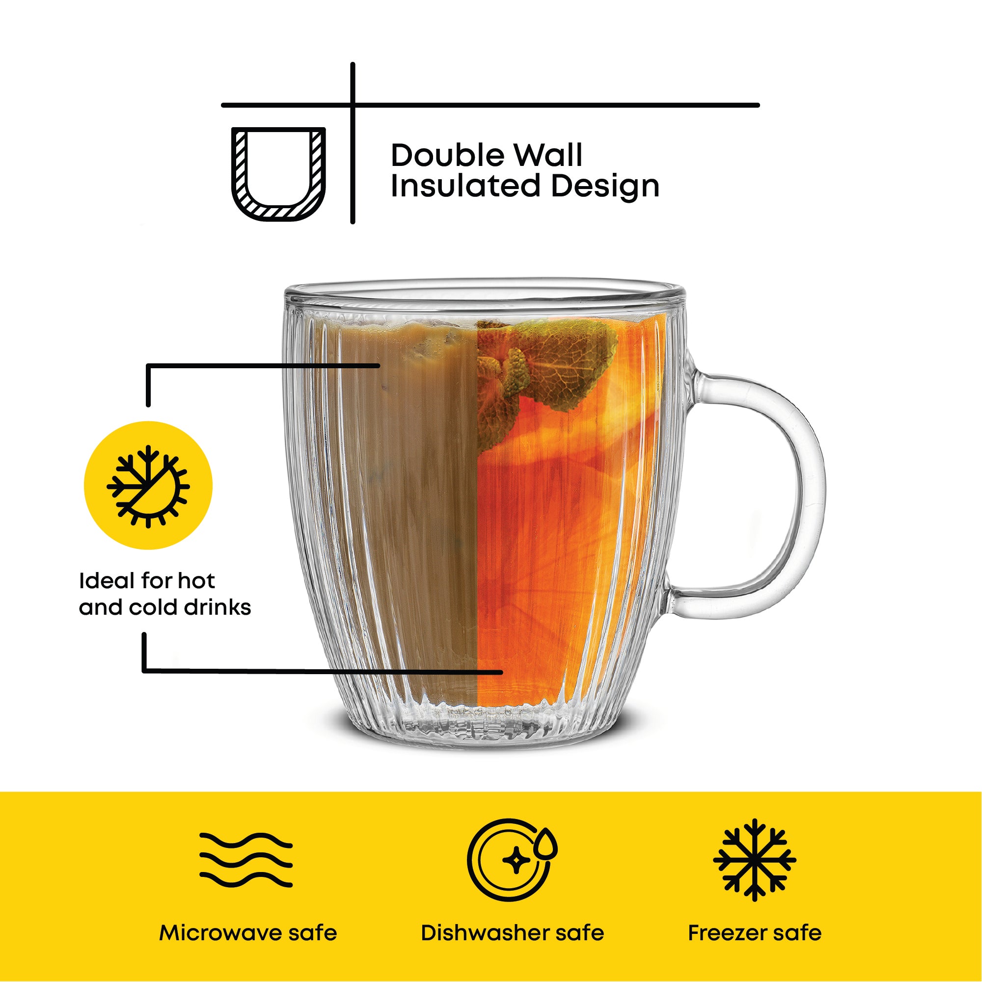 JoyJolt Savor mugs café double paroi 2x40 cl striés
