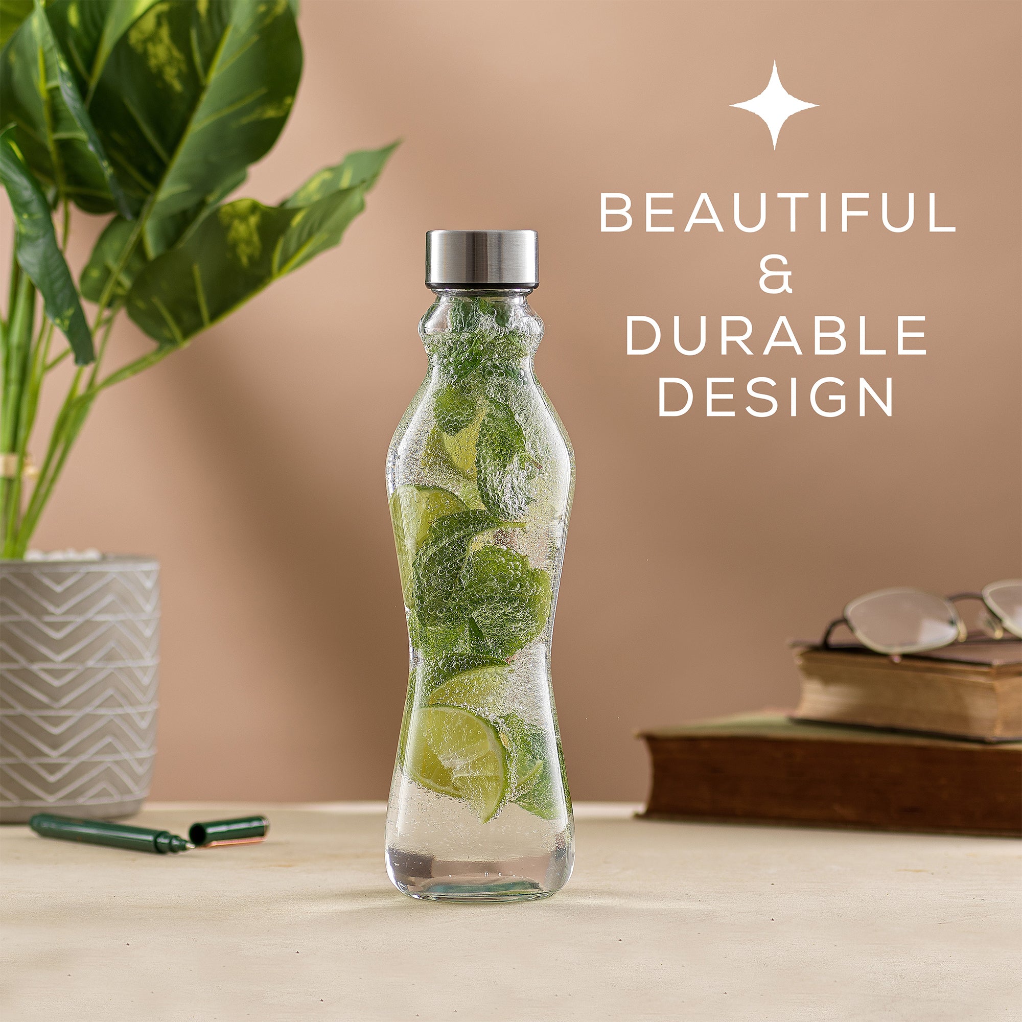 JoyJolt Spring Bouteille verre 52 cl lot 6 inox