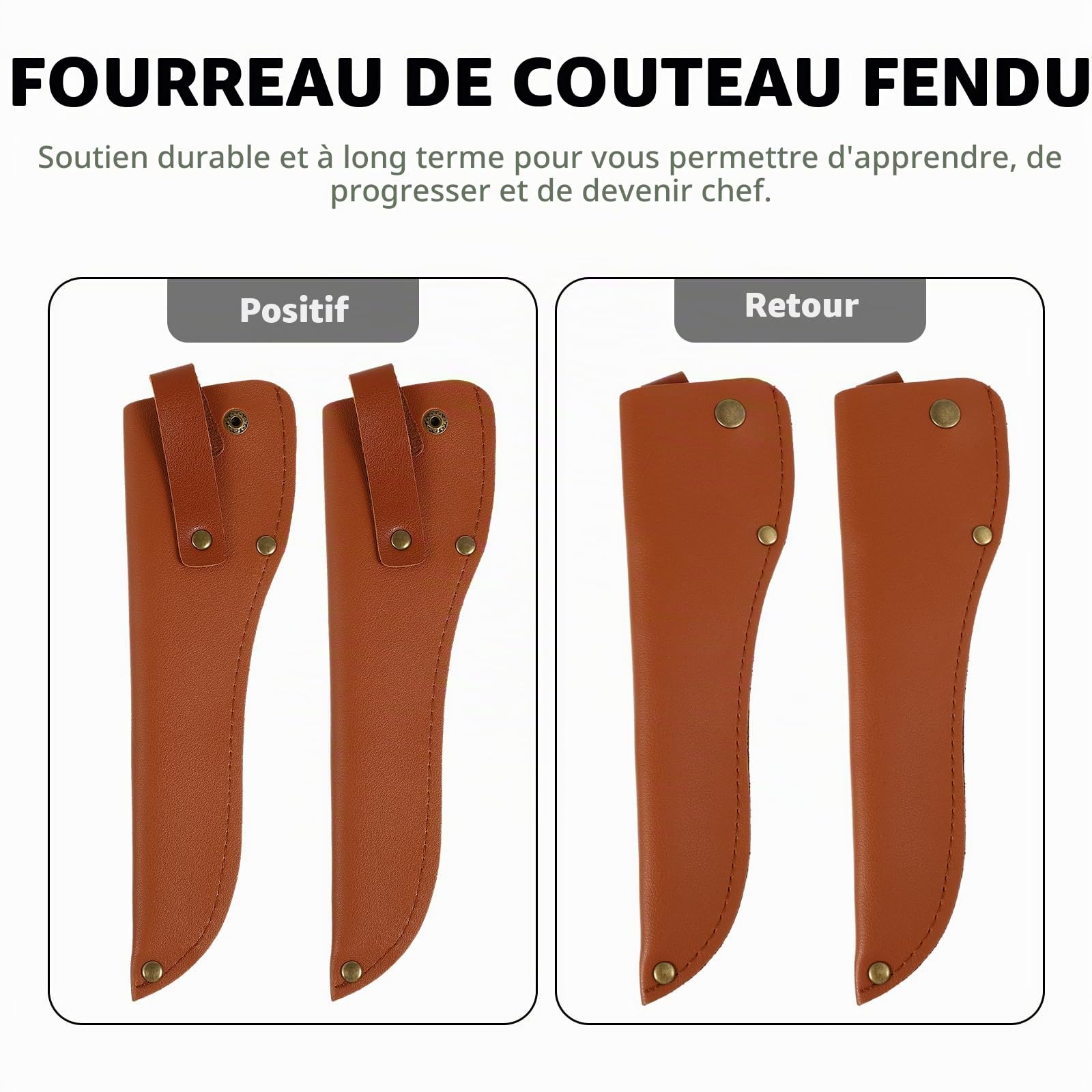 Alipis Gaine Couteau cuir protege-lame lot de 2 marron