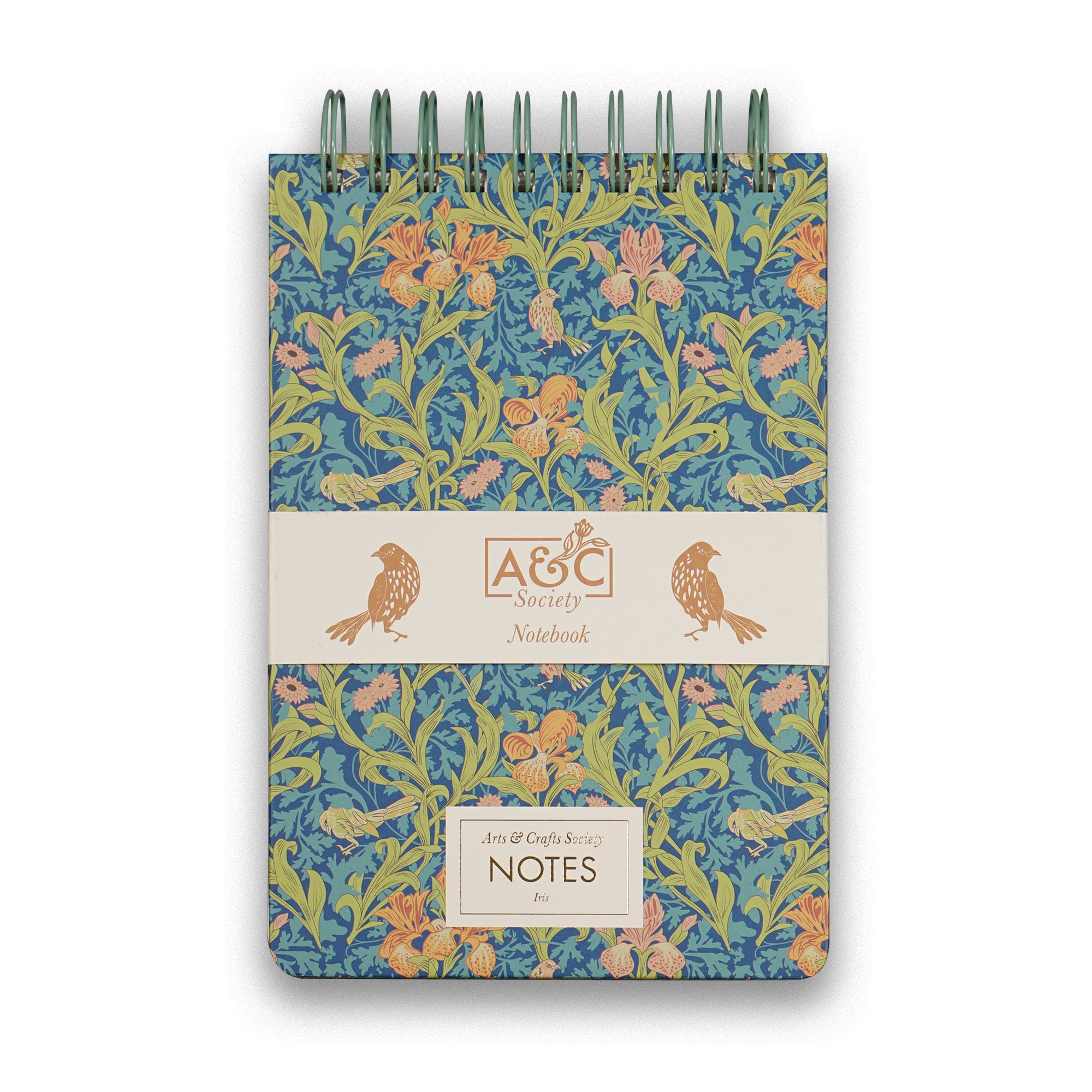 Arts & Crafts Society Iris carnet spiralé A5 vert floral