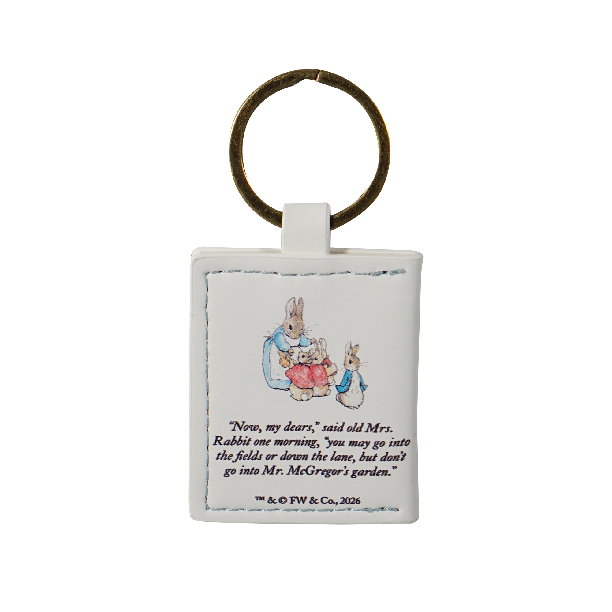 Peter Rabbit porte-clés blanc simili cuir jardin anglais
