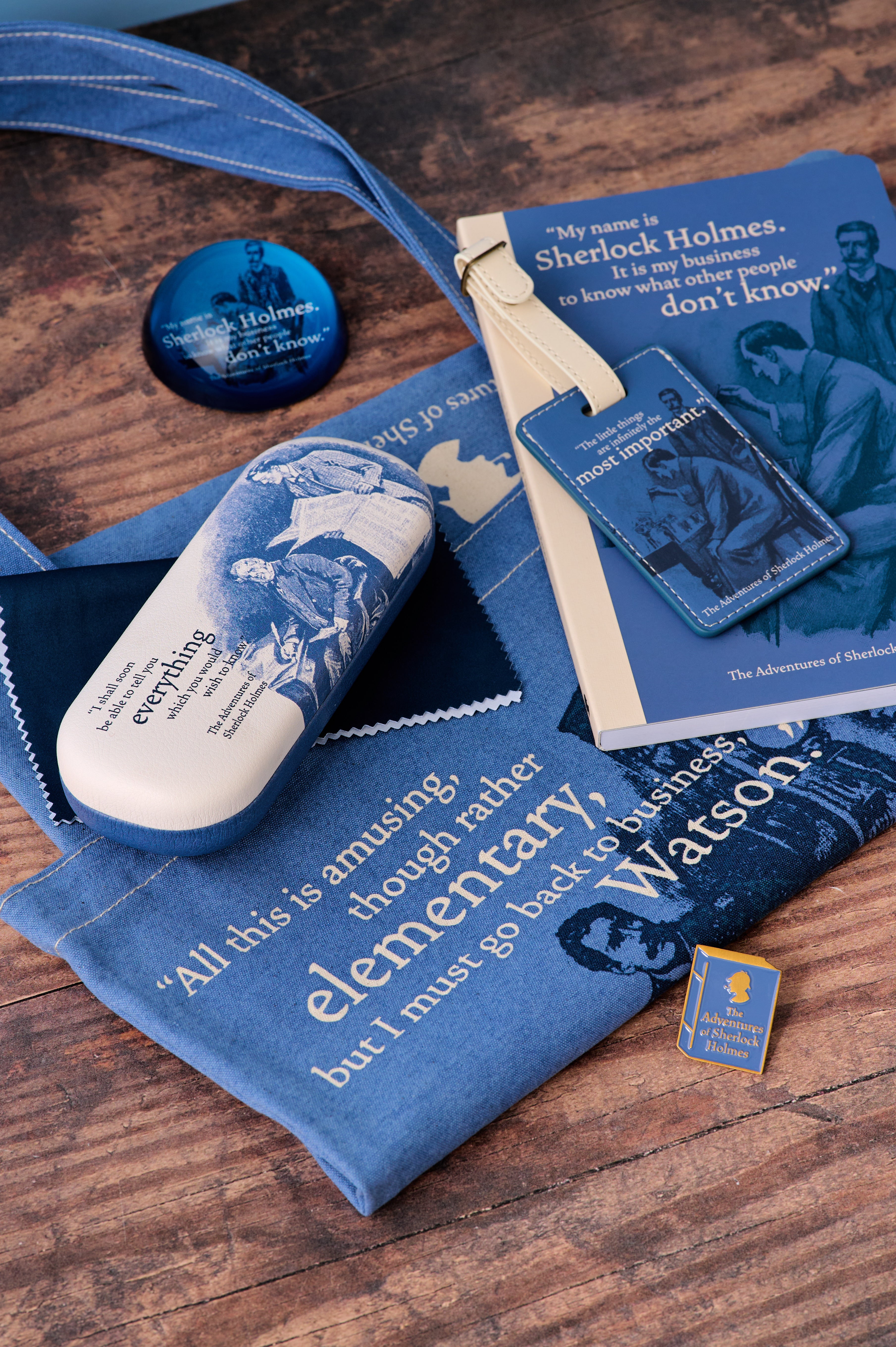 Pulteney Press Sherlock Holmes étiquette bagage bleue