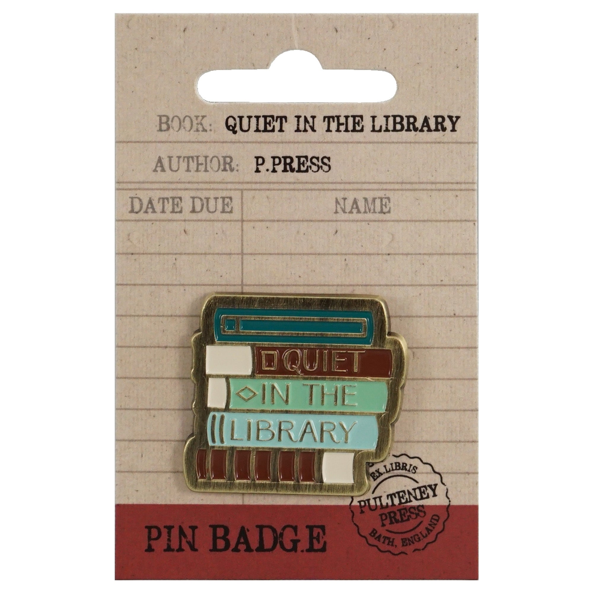 Pulteney Press Quiet in the Library pin's vert 3,8 cm
