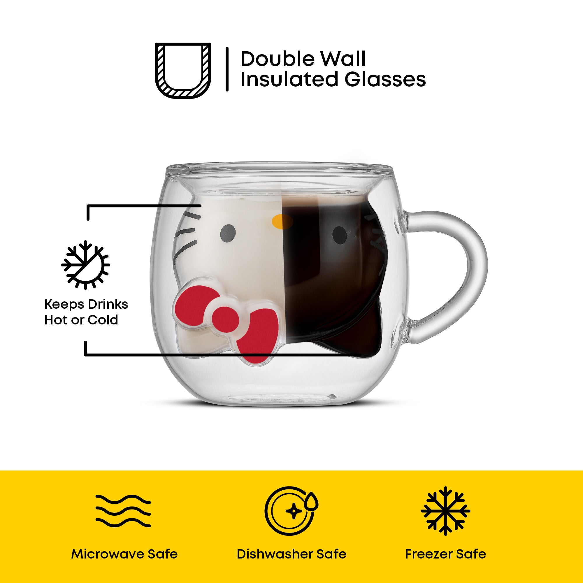 JoyJolt Hello Kitty mug double paroi verre 40cl