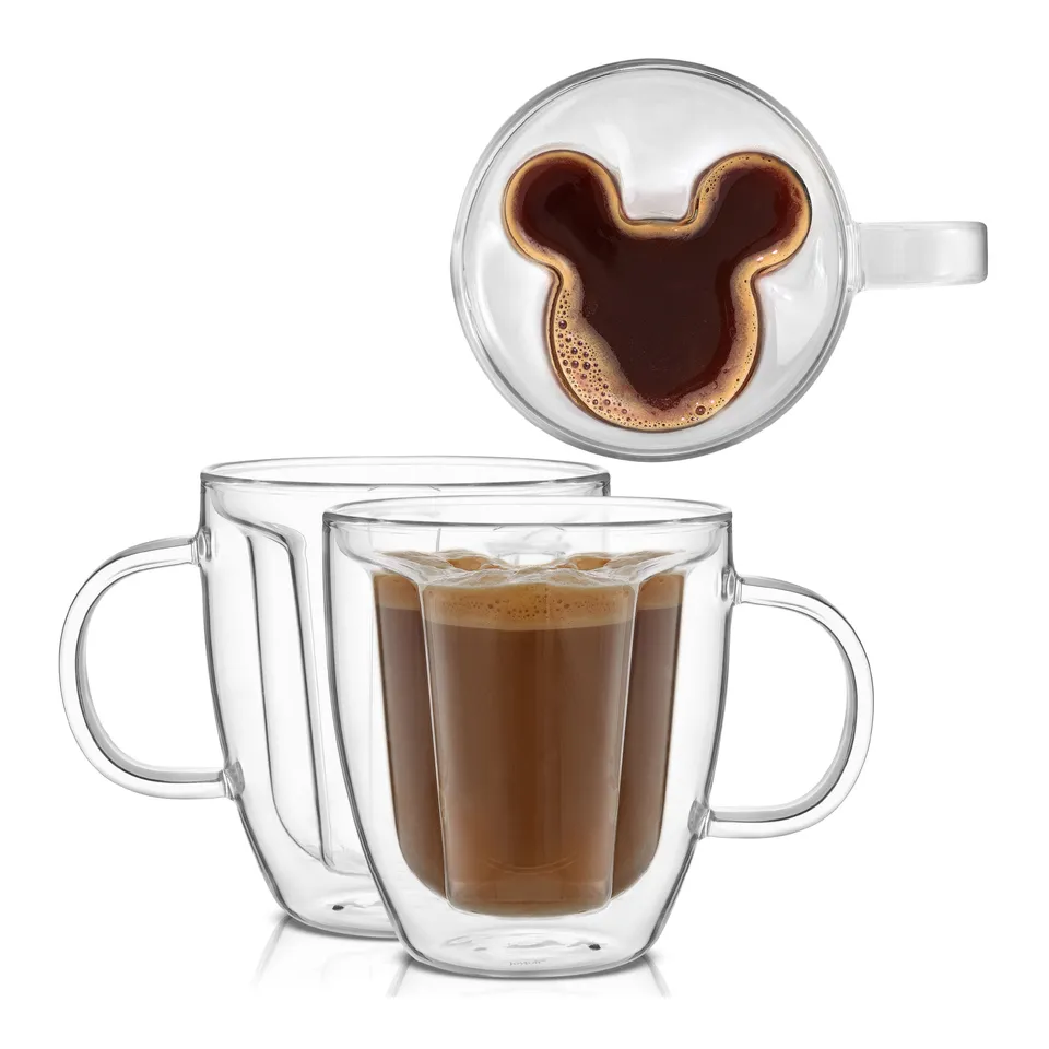 JoyJolt Mickey 3D mugs verre double paroi 30 cl lot 2