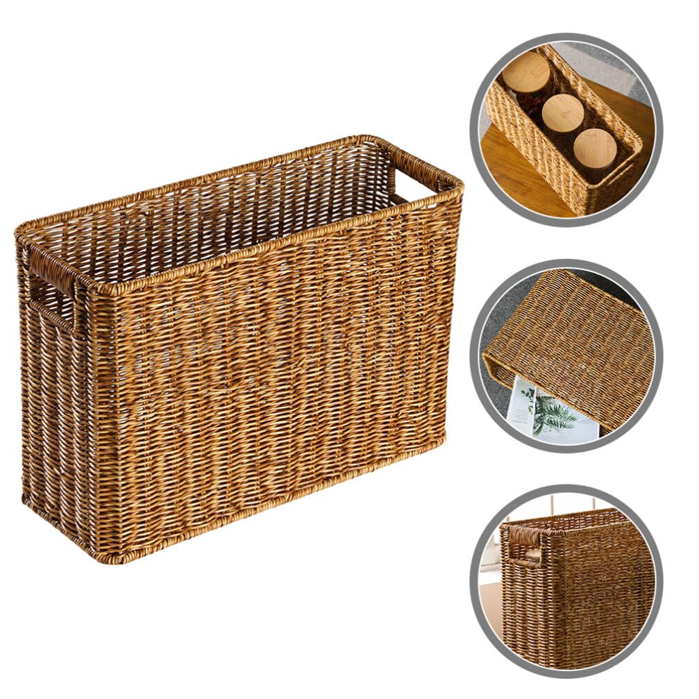 Alipis panier rangement tissé imitation rotin 38 cm revues