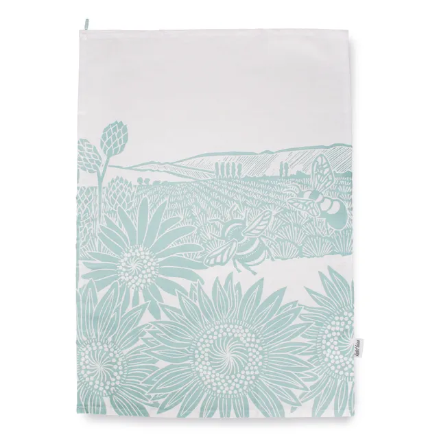 Kate Heiss Powder Blue torchon coton recyclé bleu