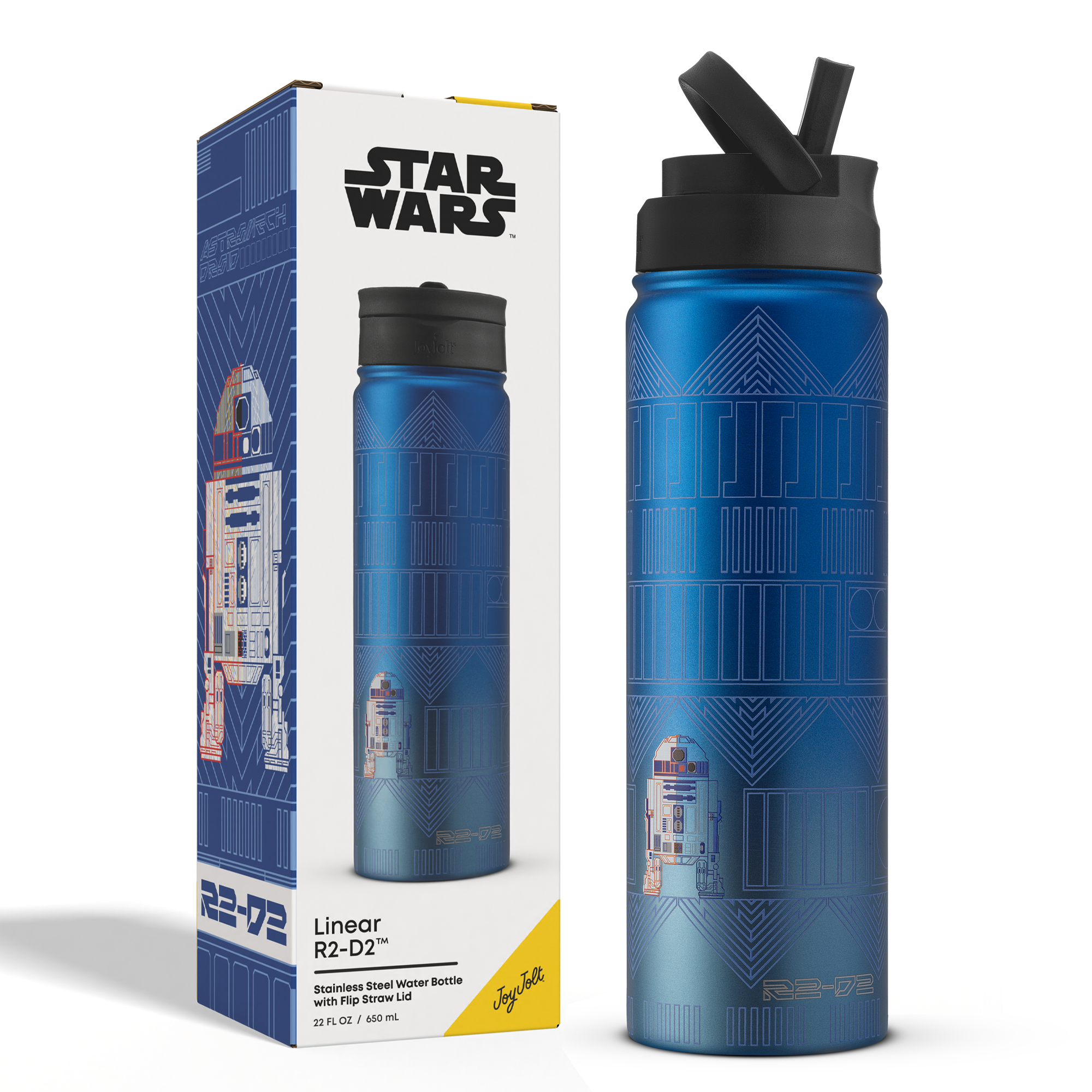 JoyJolt Star Wars Linear R2-D2 gourde inox 65 cl paille