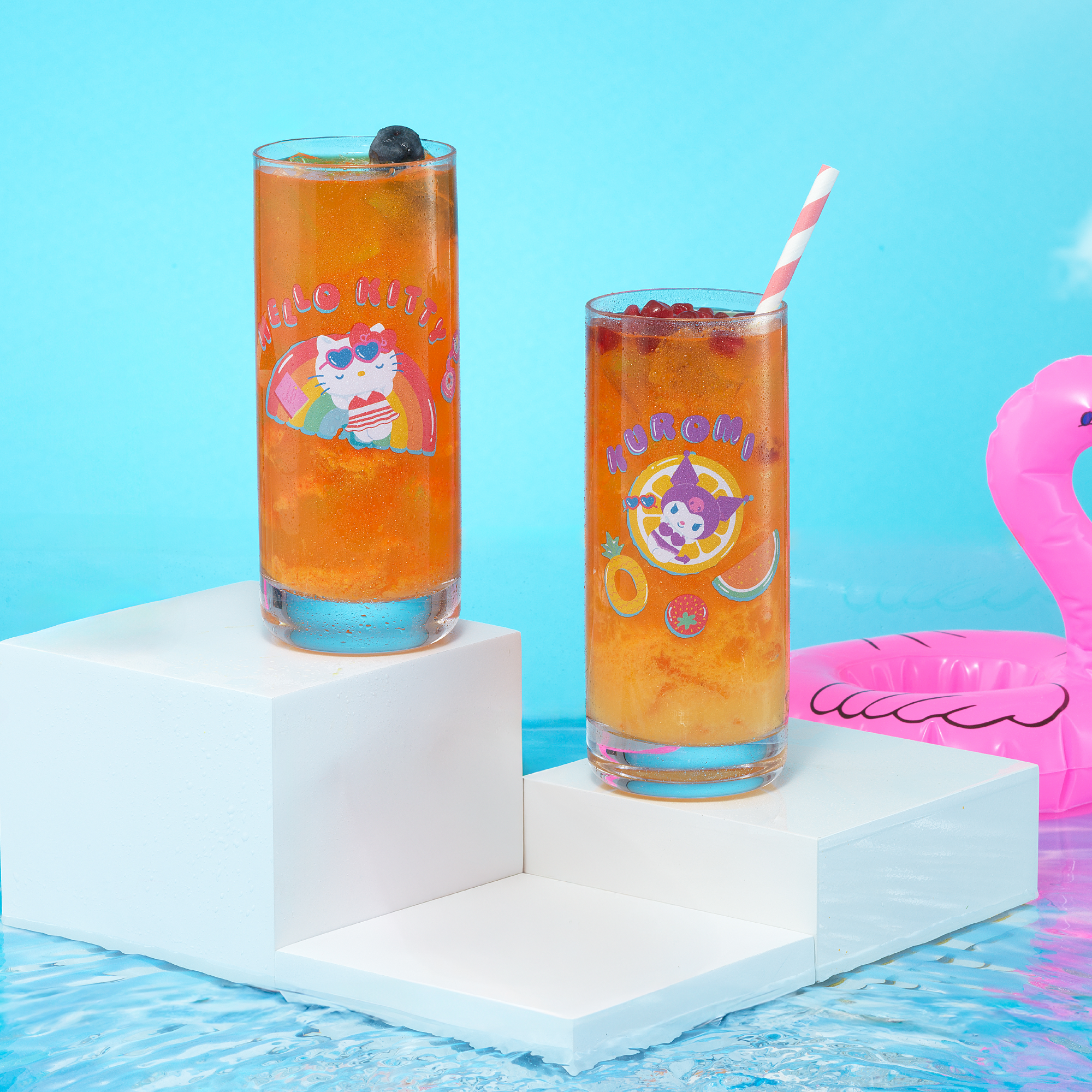 JoyJolt Hello Kitty Pool Party grands verres 4x38 cl