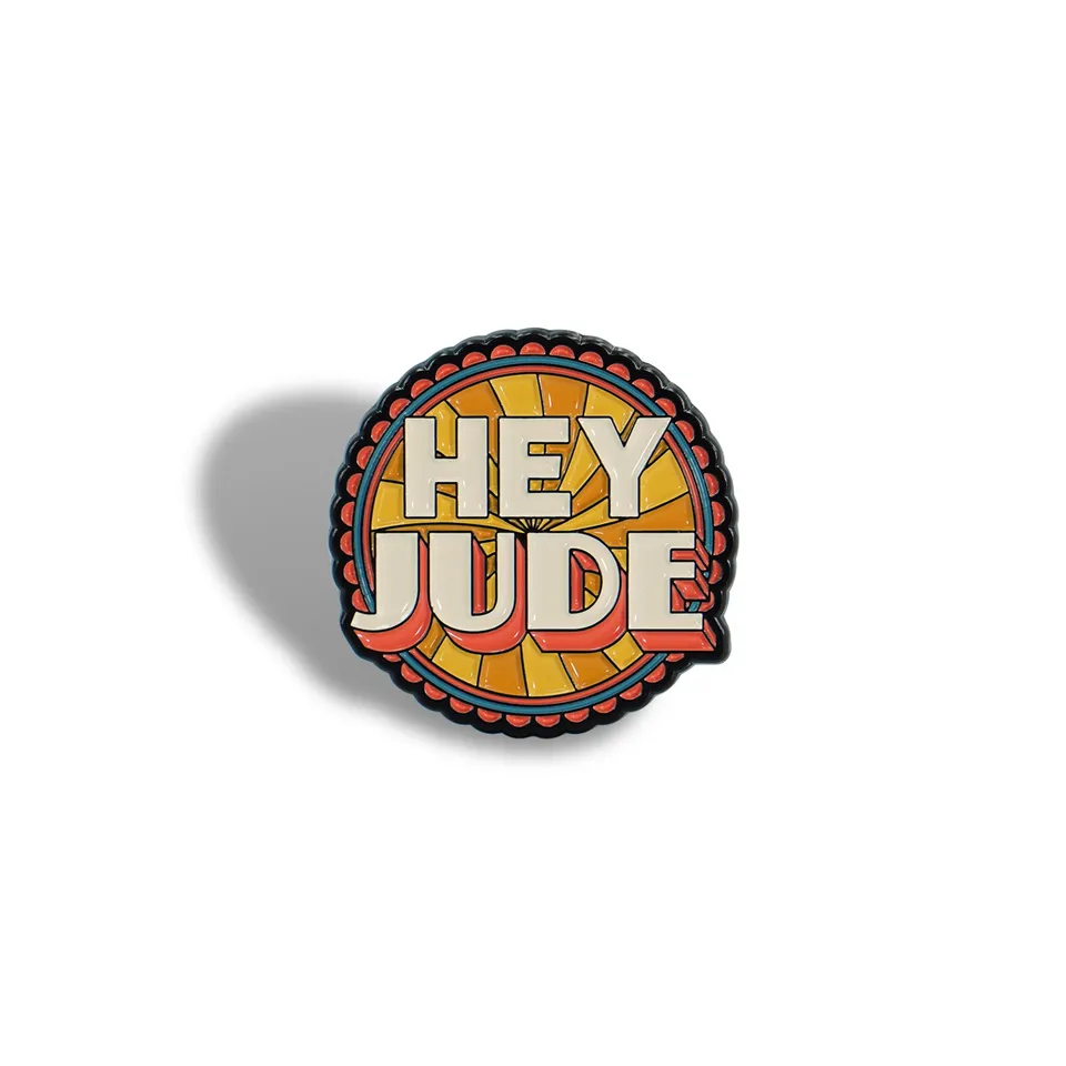 HMB Beatles Hey Jude pin's émail jaune 3 cm