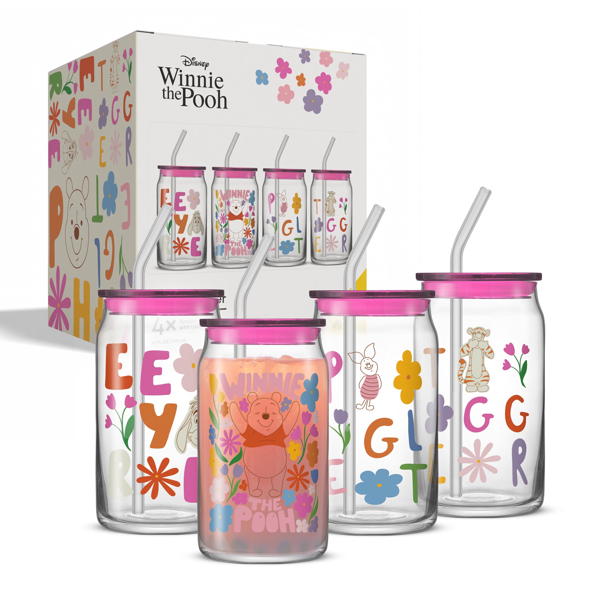 JoyJolt Winnie Flower Power verres tumbler 47 cl lot 4