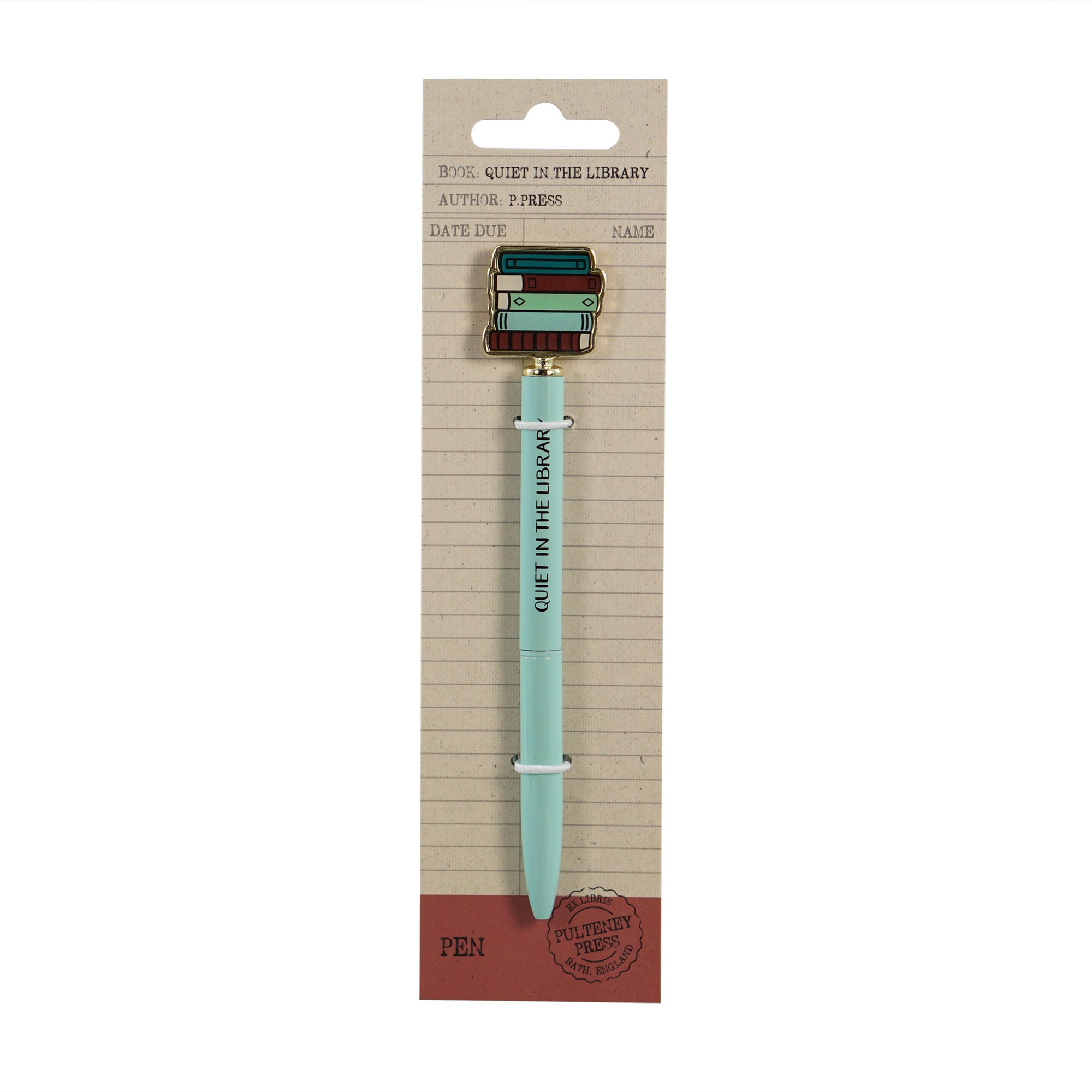 Pulteney Press Quiet In The Library stylo métal bleu