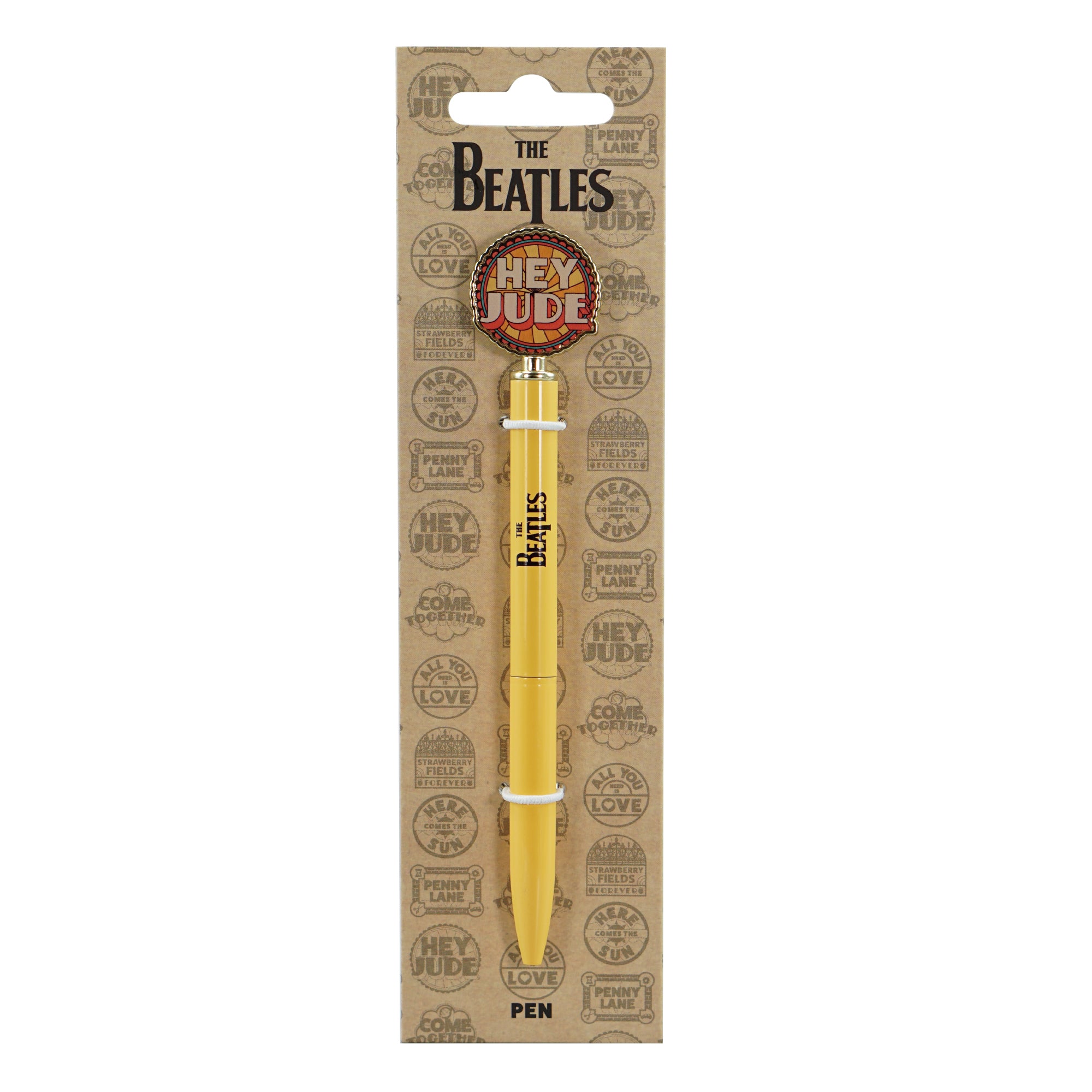 The Beatles Hey Jude stylo métal jaune topper 2D