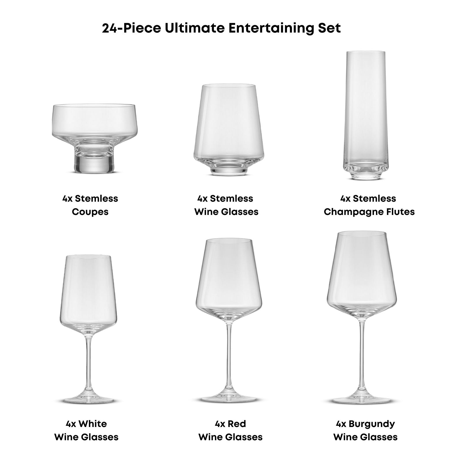 JoyJolt Sidney Ultimate Entertaining coffret verres 24 pièces cristal