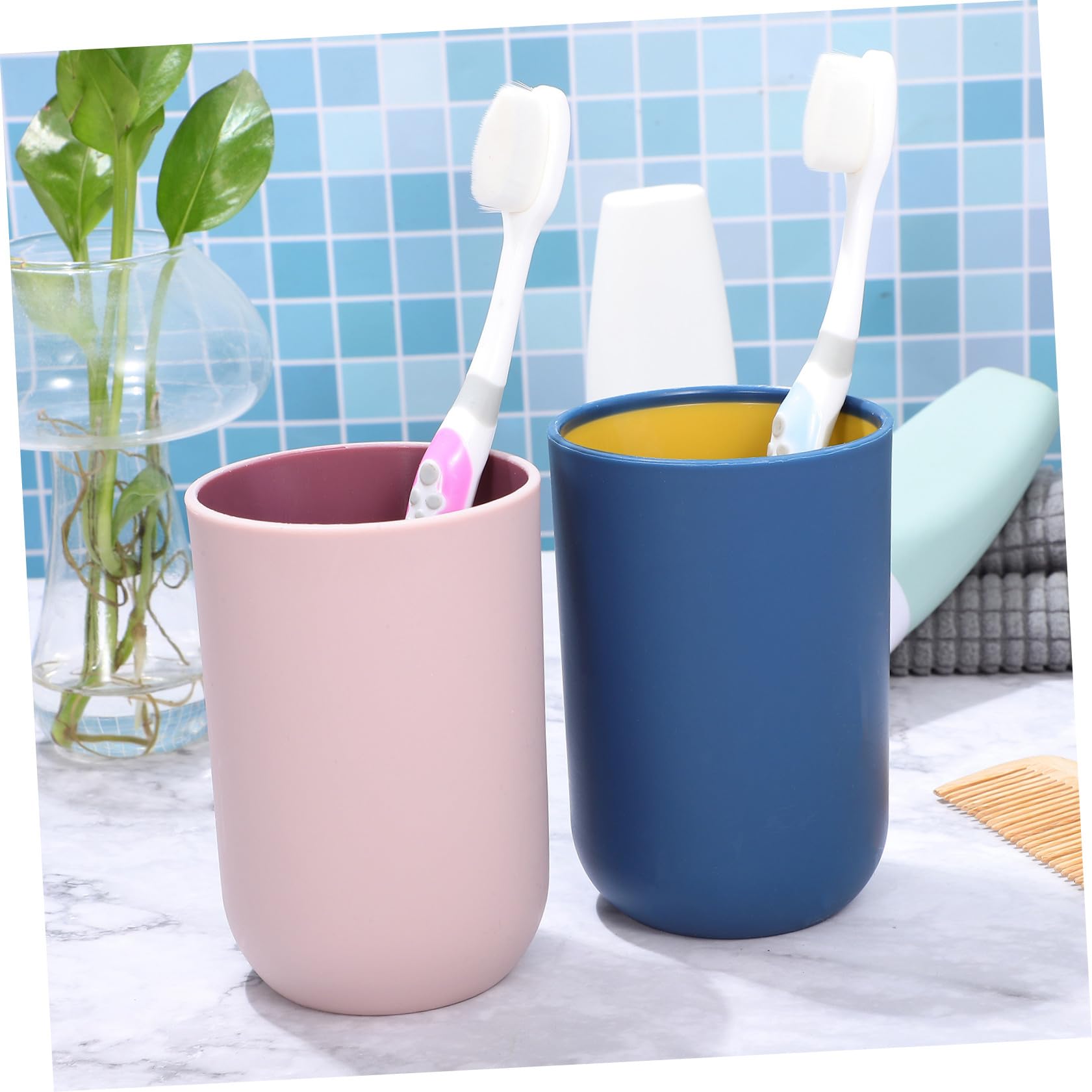 Alipis gobelets brosse à dents plastique x4 couleurs