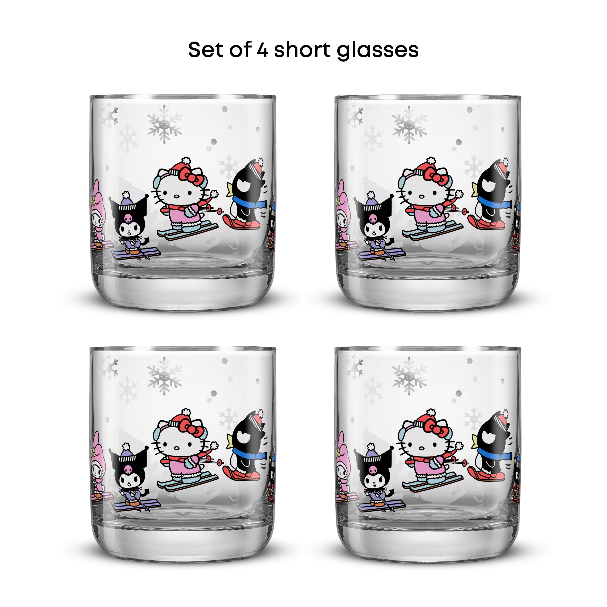 JoyJolt Hello Kitty and Friends Winter Wonderland verres lot de 4 argent